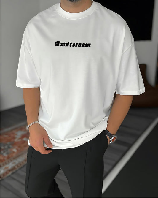 White "Amsterdam" Printed Oversize T-Shirt