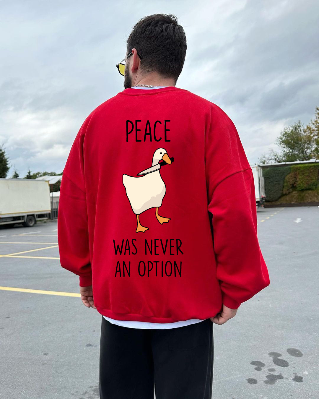 Red "Peace" Printed Oversize Sweatshirt