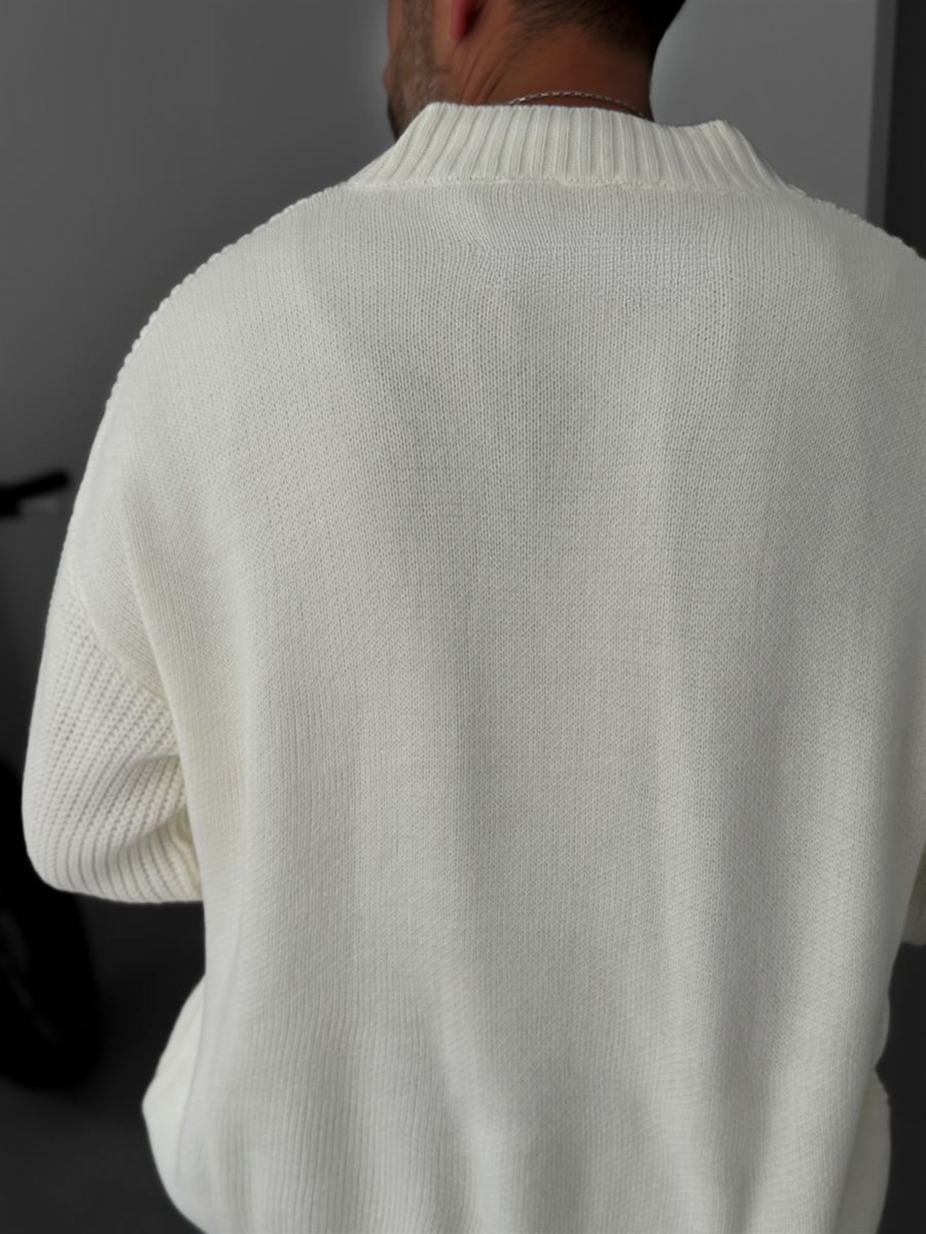Premium Knitted V-Neck Sweater - White