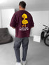 Burgundy "Duck Lover" printed Oversize T-Shirt - Broek