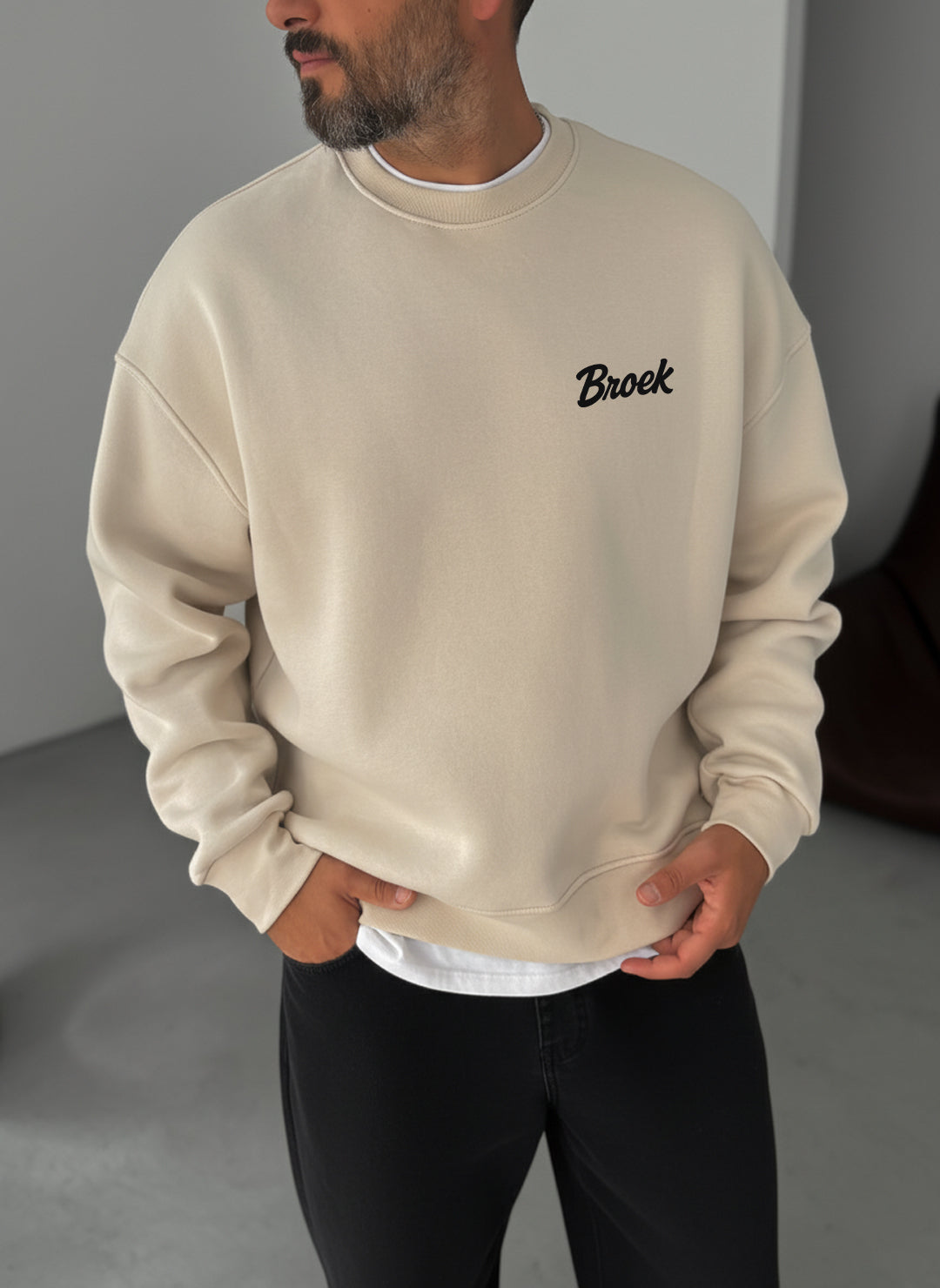Broek Signature Crewneck - Beige Broek