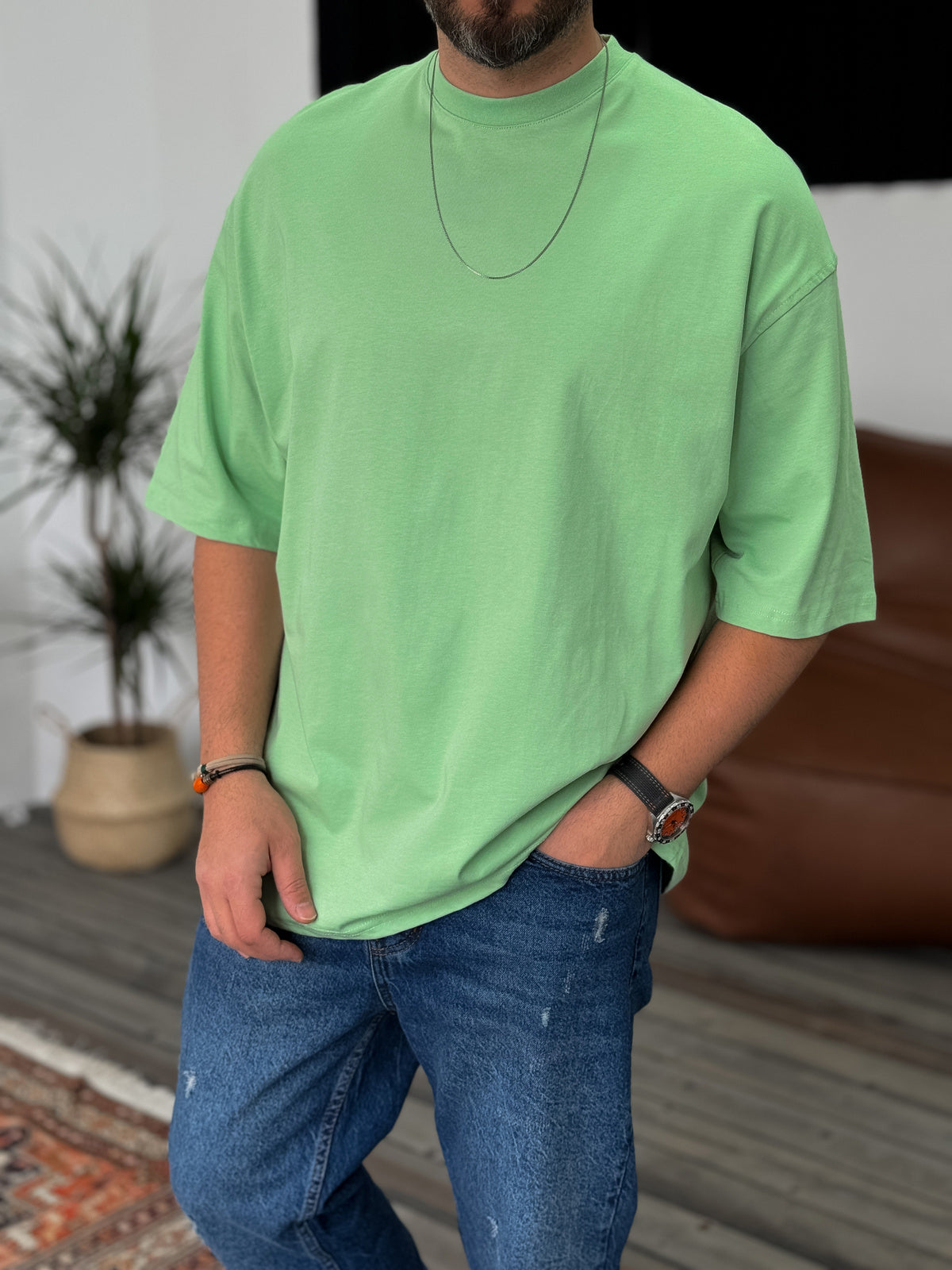 Mint-Green Basic Oversize T-Shirt