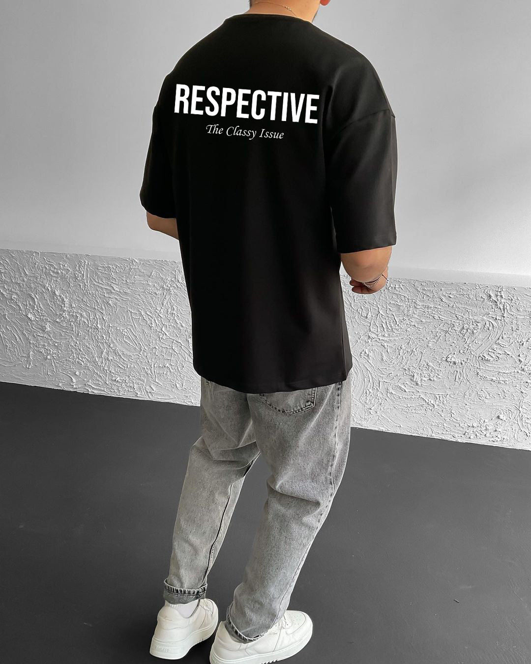 Black Respective Printed Oversize T-Shirt