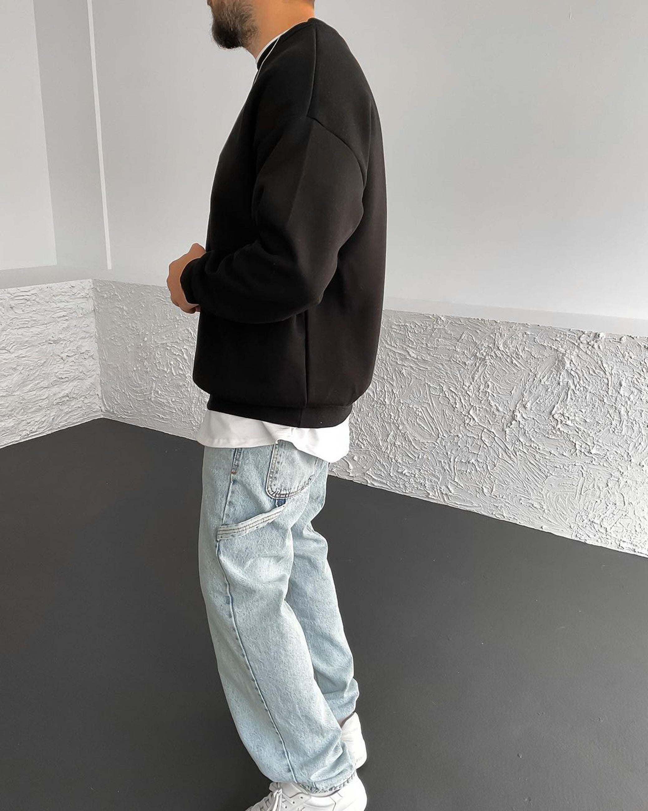 Black Basic Oversize Sweatshirt