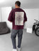 Burgundy "R of spades" printed Oversize T-Shirt - Broek