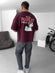 Burgundy "It's Too Peoply" printed Oversize T-Shirt - Broek