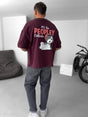 Burgundy "It's Too Peoply" printed Oversize T-Shirt