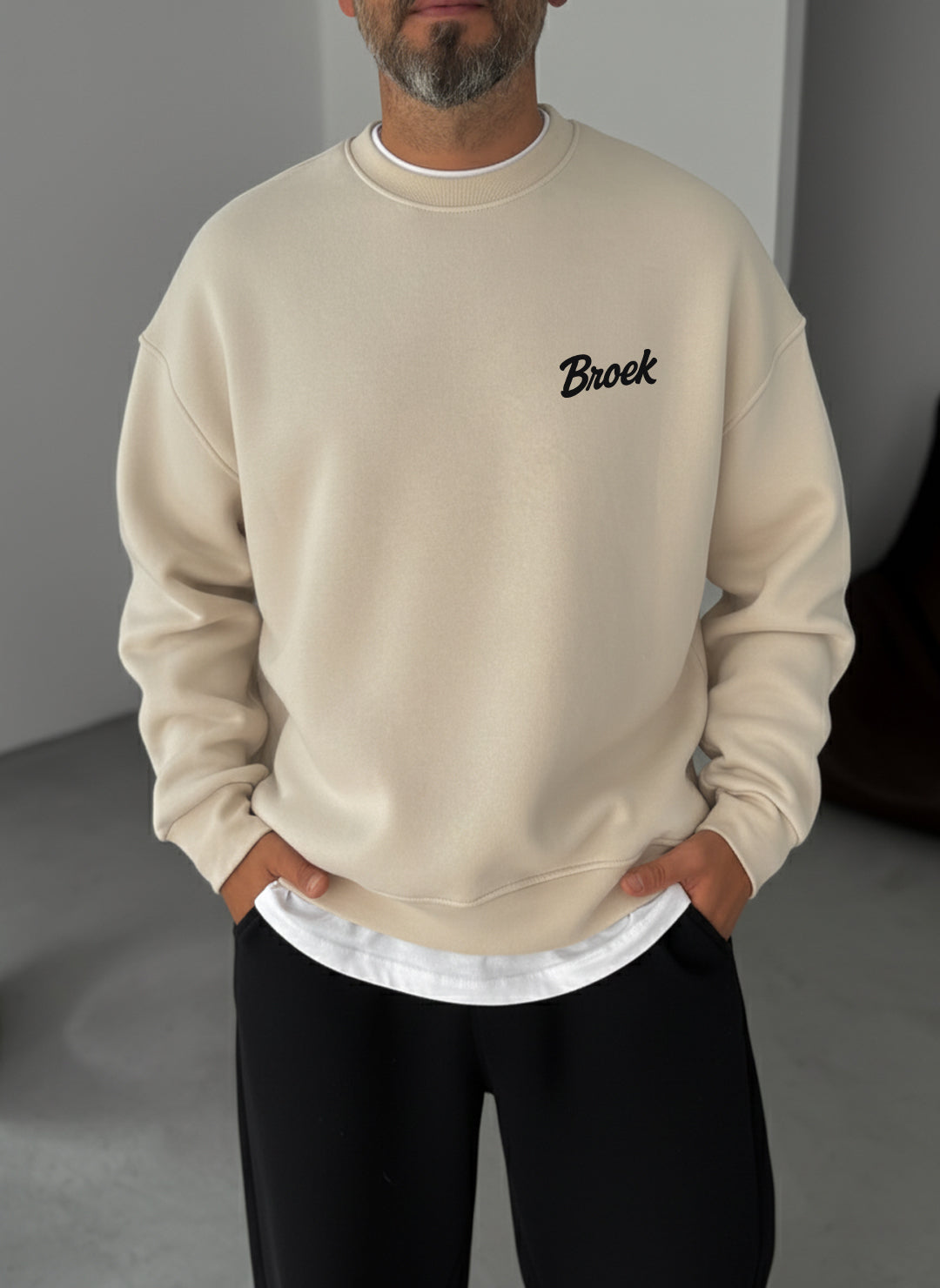 Broek Signature Crewneck - Beige Broek