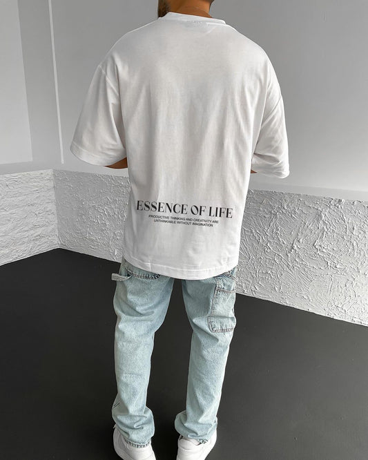 White Essence Printed Oversize T-Shirt
