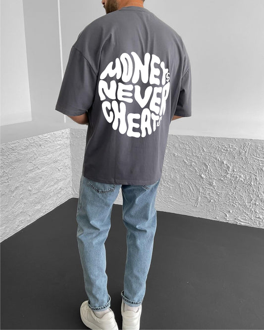Smoked "Money Integrity" Printed Oversize T-Shirt