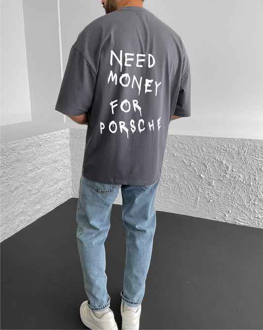 Smoked "Porsche" Printed Oversize T-Shirt