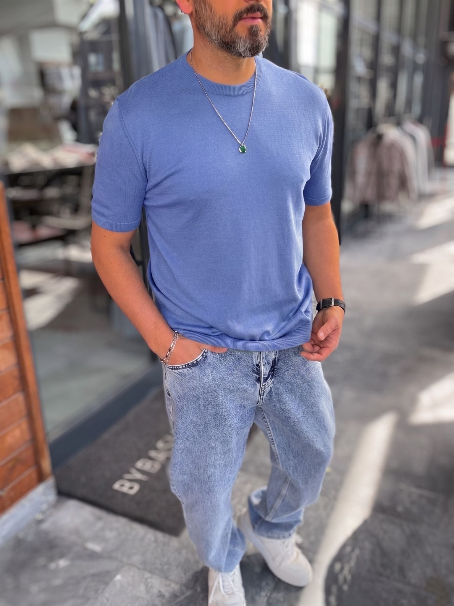 Dark Purple Crewneck Knitted Tee