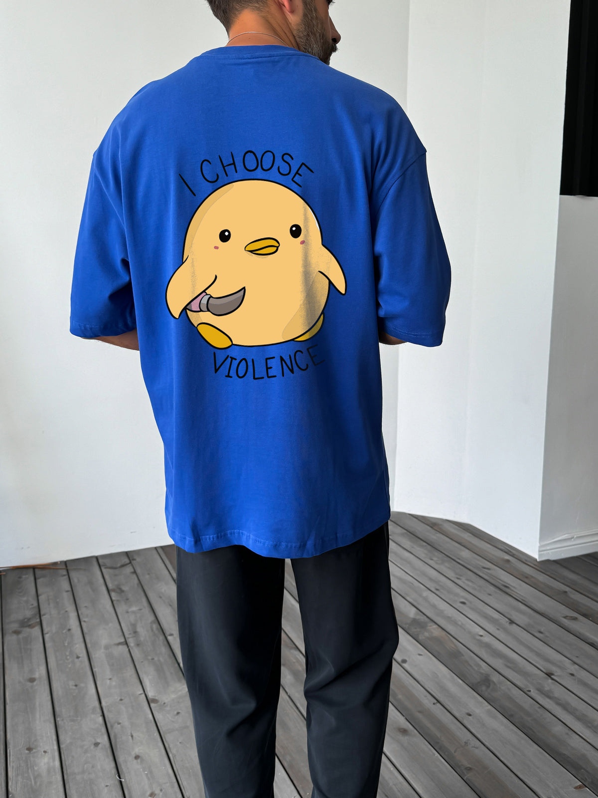 Royal Blue "Violence" printed Oversize T-Shirt