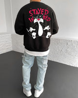 Black "stayed-in-bed" Printed Oversize Sweatshirt Broek