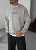 Never Quit Motivational Crewneck - Silver Broek