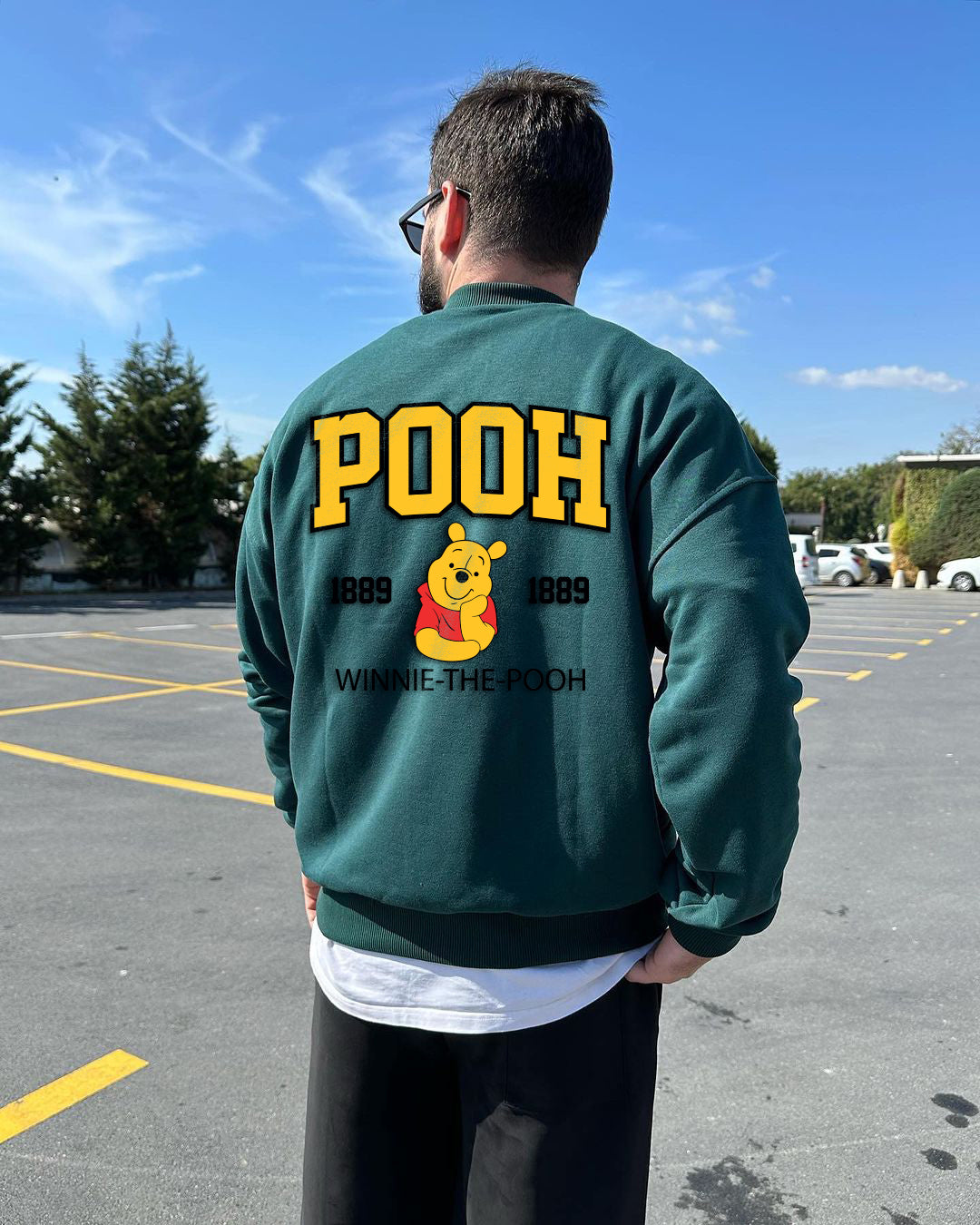 Dark Green "winnie-the-pooh" Printed Oversize Sweatshirt