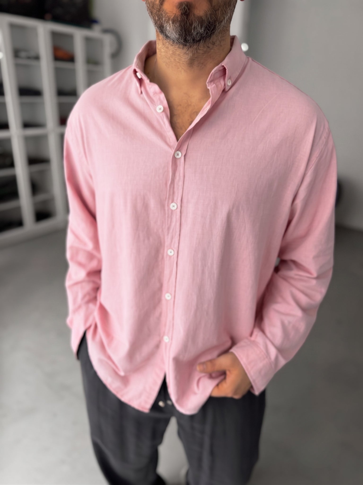 Pure Linen Pink Shirt