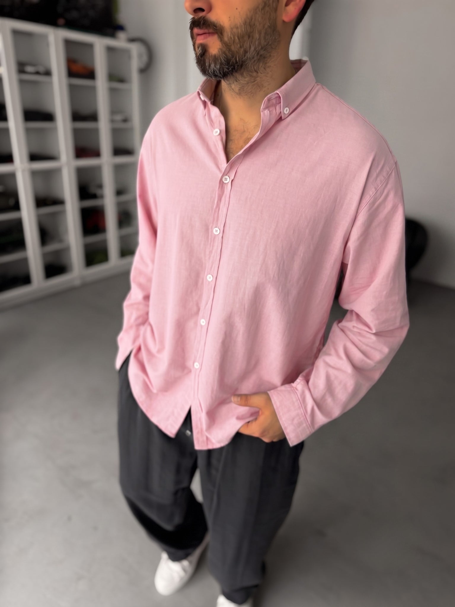 Pure Linen Pink Shirt