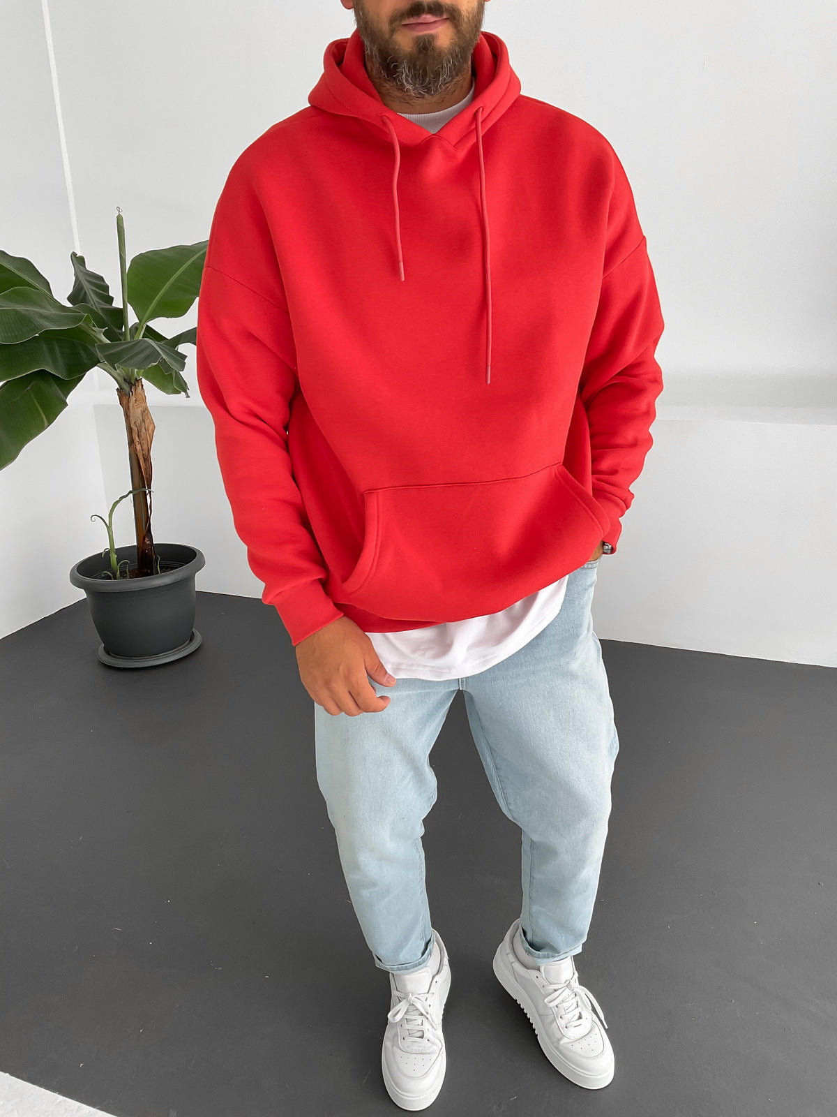 Red Basic Oversize Hoodie