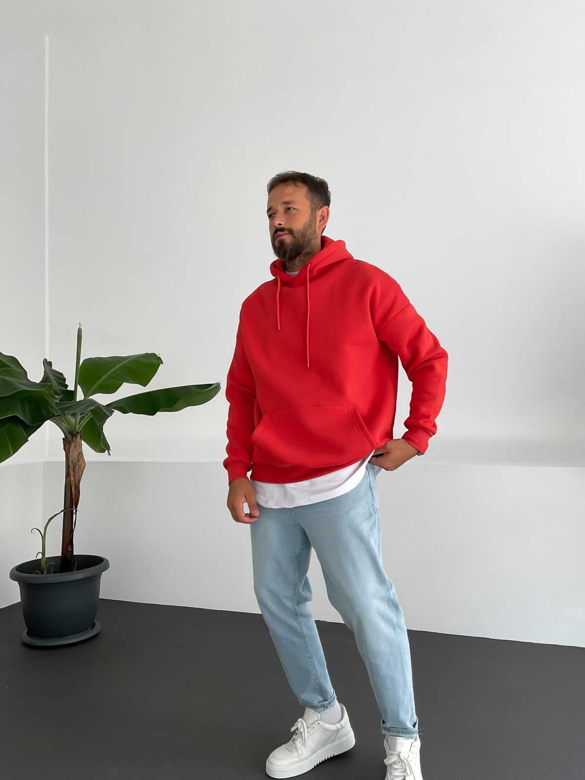 Red Basic Oversize Hoodie