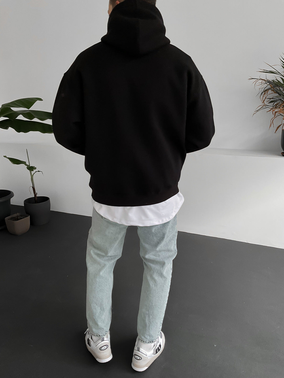 Black "Amsterdam" Printed Oversize Hoodie