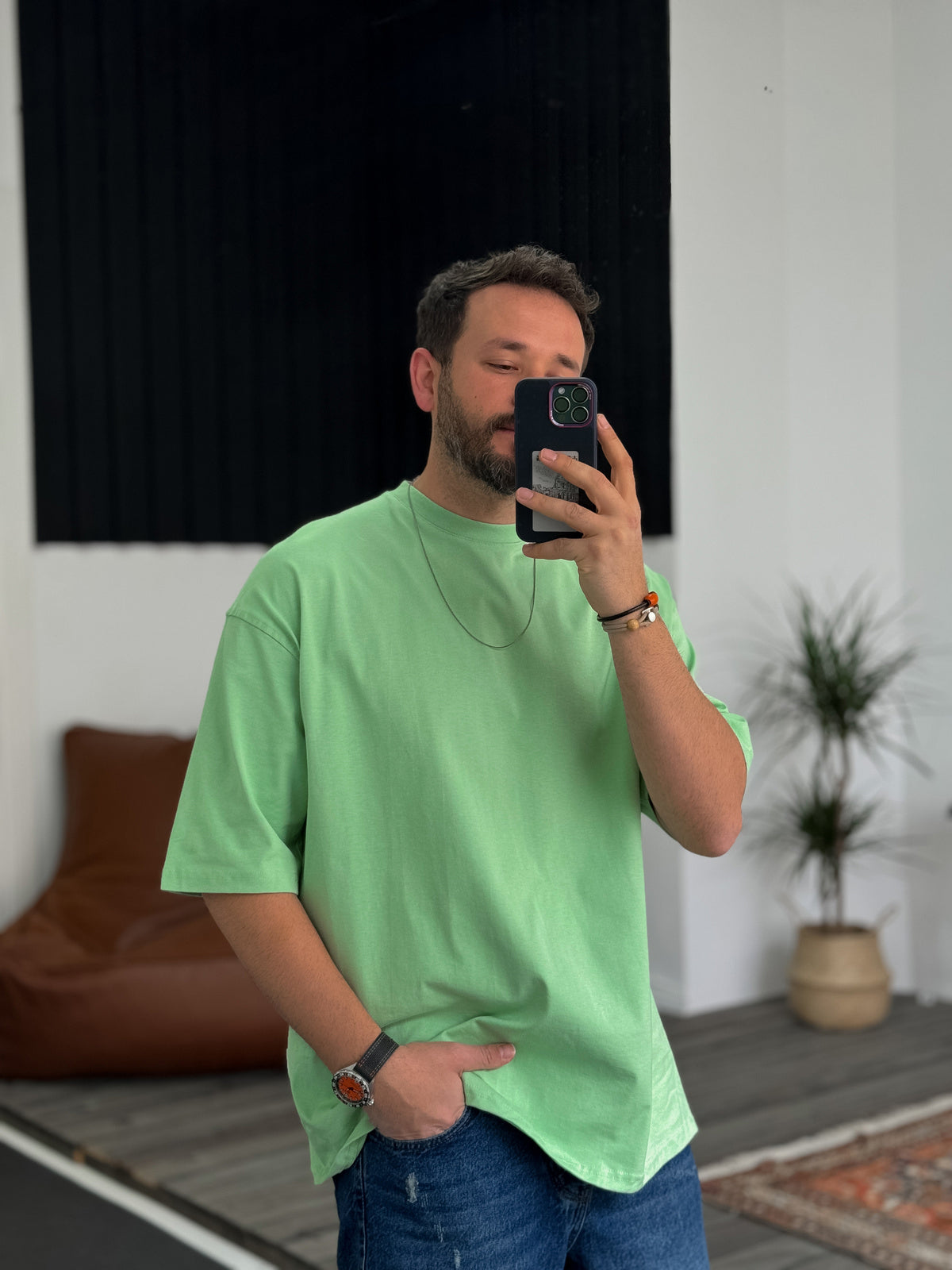 Mint-Green Basic Oversize T-Shirt