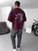 Burgundy "Flower" printed Oversize T-Shirt - Broek
