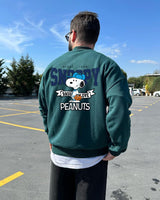Dark Green "snoopy" Printed Oversize Sweatshirt Broek
