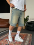Vintage Wash Unfinished Hem Denim Shorts