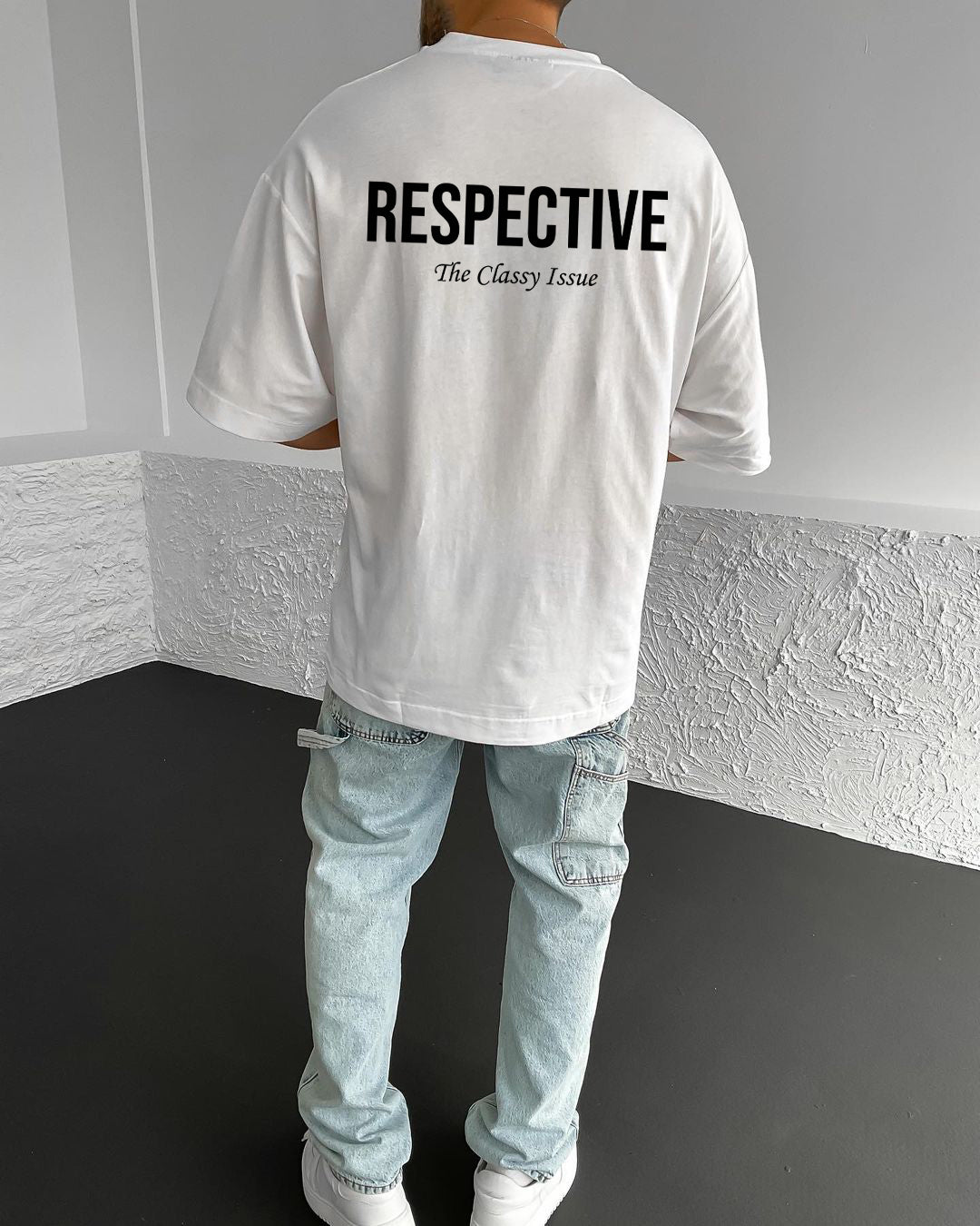 White Respective Printed Oversize T-Shirt