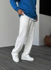 Wide-Leg Fleece Sweatpants - White Broek