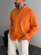 Pure Linen Orange Shirt