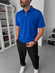 Blue Basic Half Zipper T-Shirt - Broek