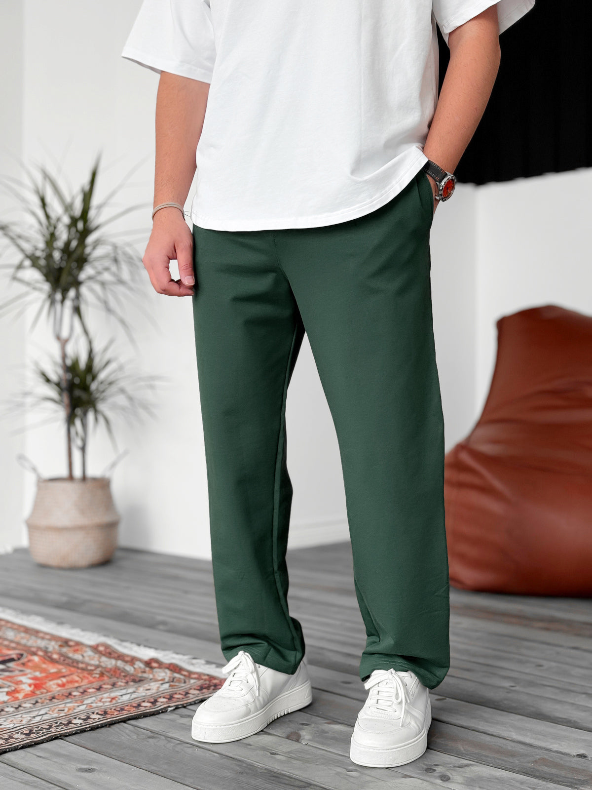 Army-Green Basic Summer Sweatpants