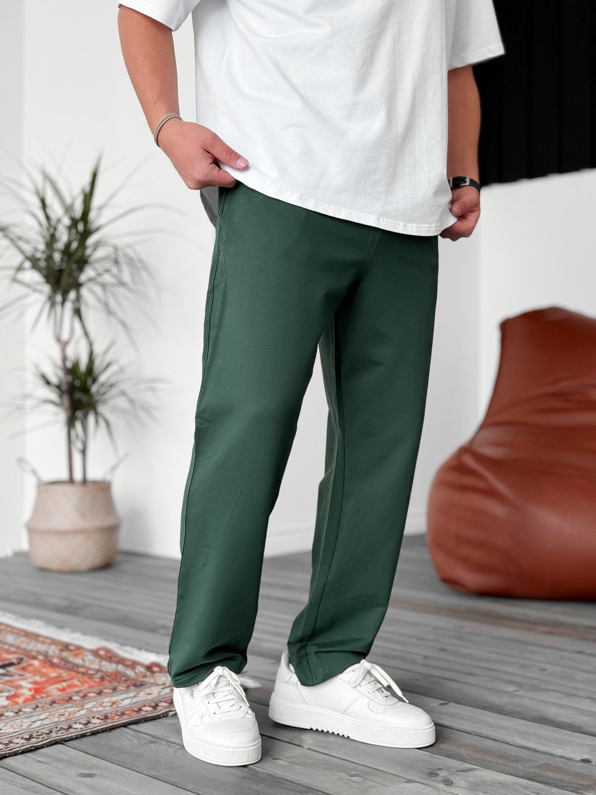 Army-Green Basic Summer Sweatpants