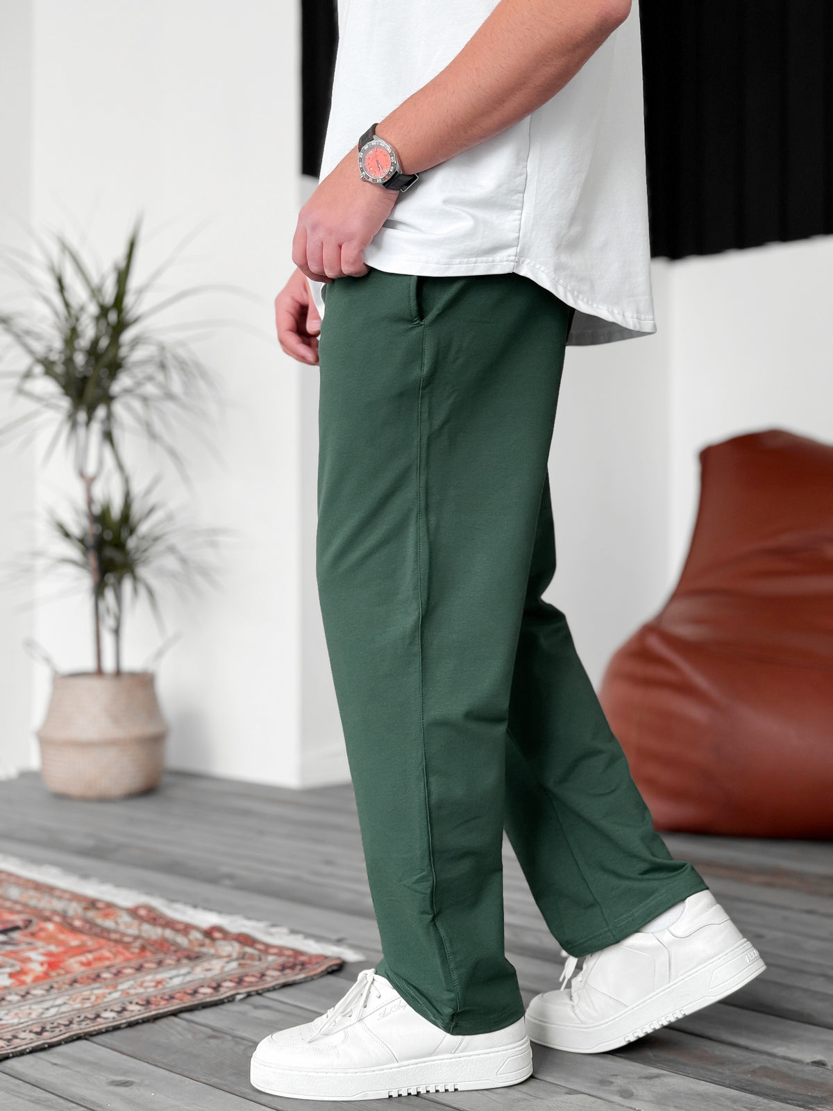 Army-Green Basic Summer Sweatpants