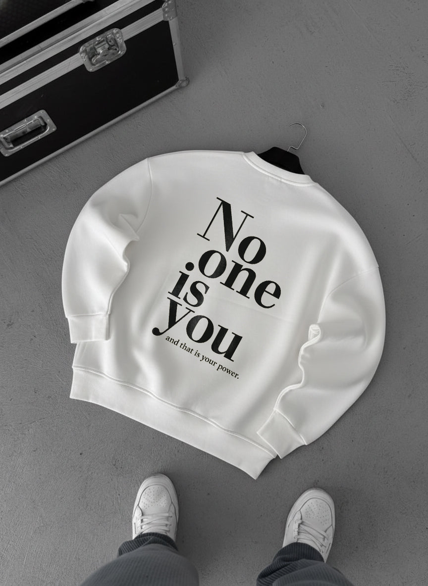 No One Is You Empowerment Crewneck - White Broek