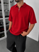 Red Basic Half Zipper T-Shirt - Broek