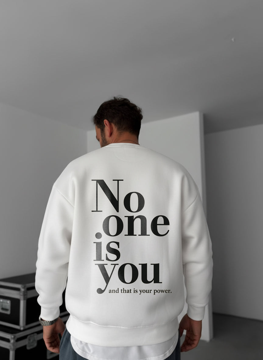 No One Is You Empowerment Crewneck - White Broek