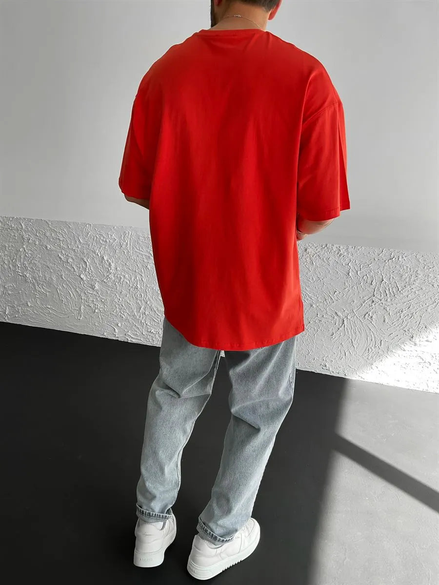 Red Basic Oversize T-Shirt