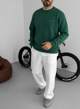 Oversized Crewneck Sweatshirt - Olive Green Broek