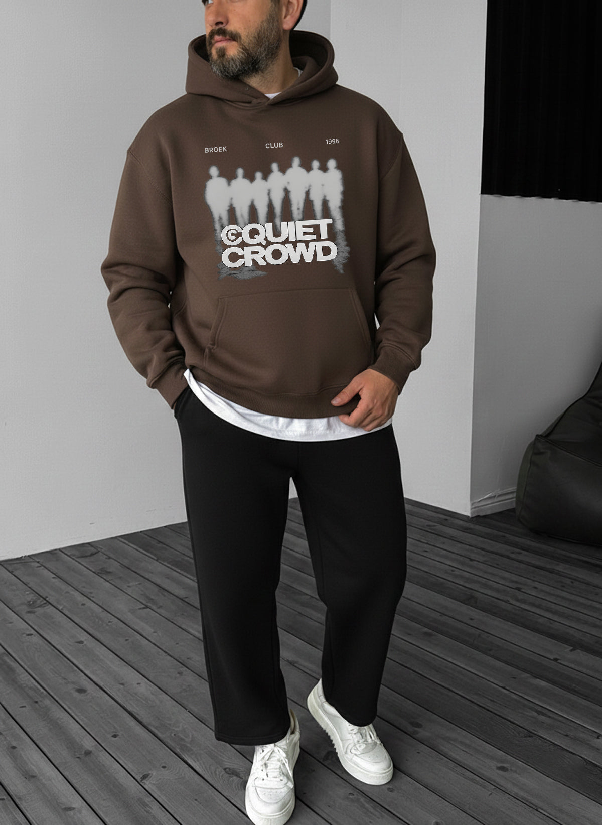 Quiet Crowd Club Hoodie - Brown