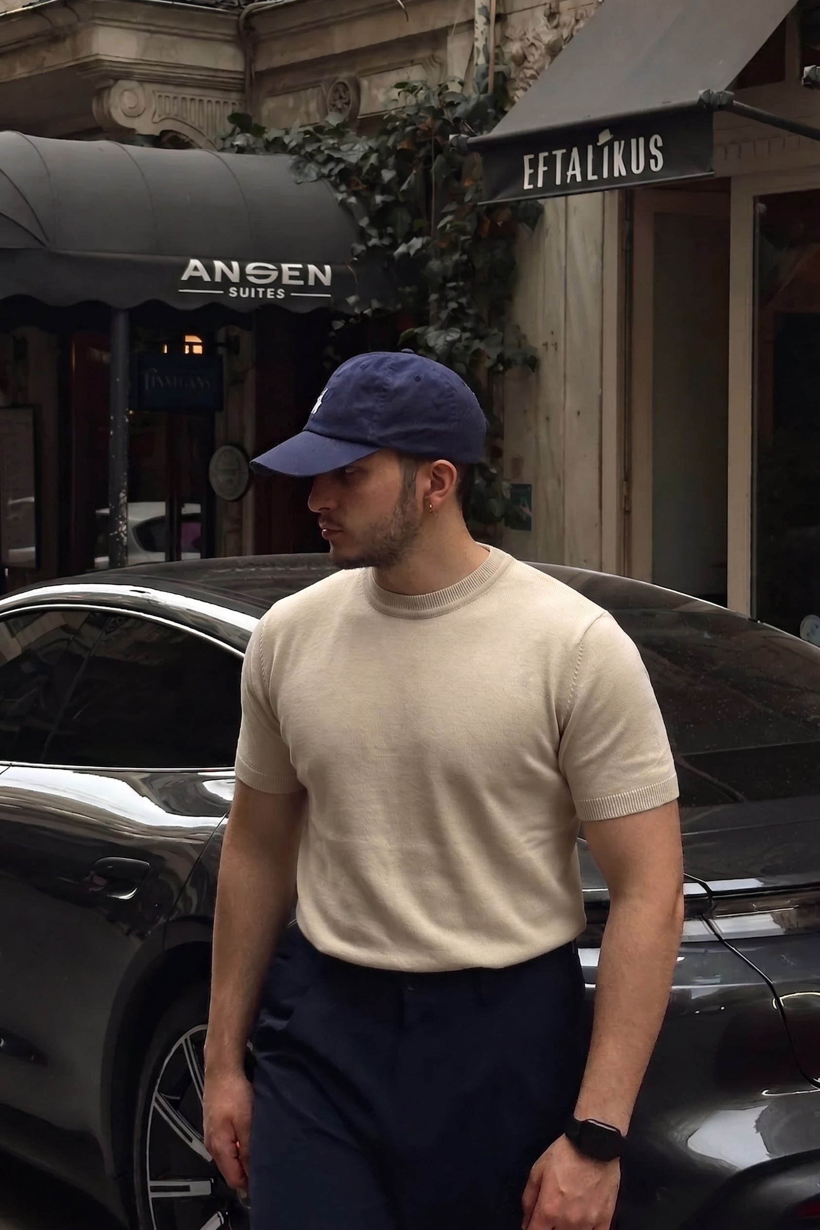 Beige Crewneck Knitted Tee