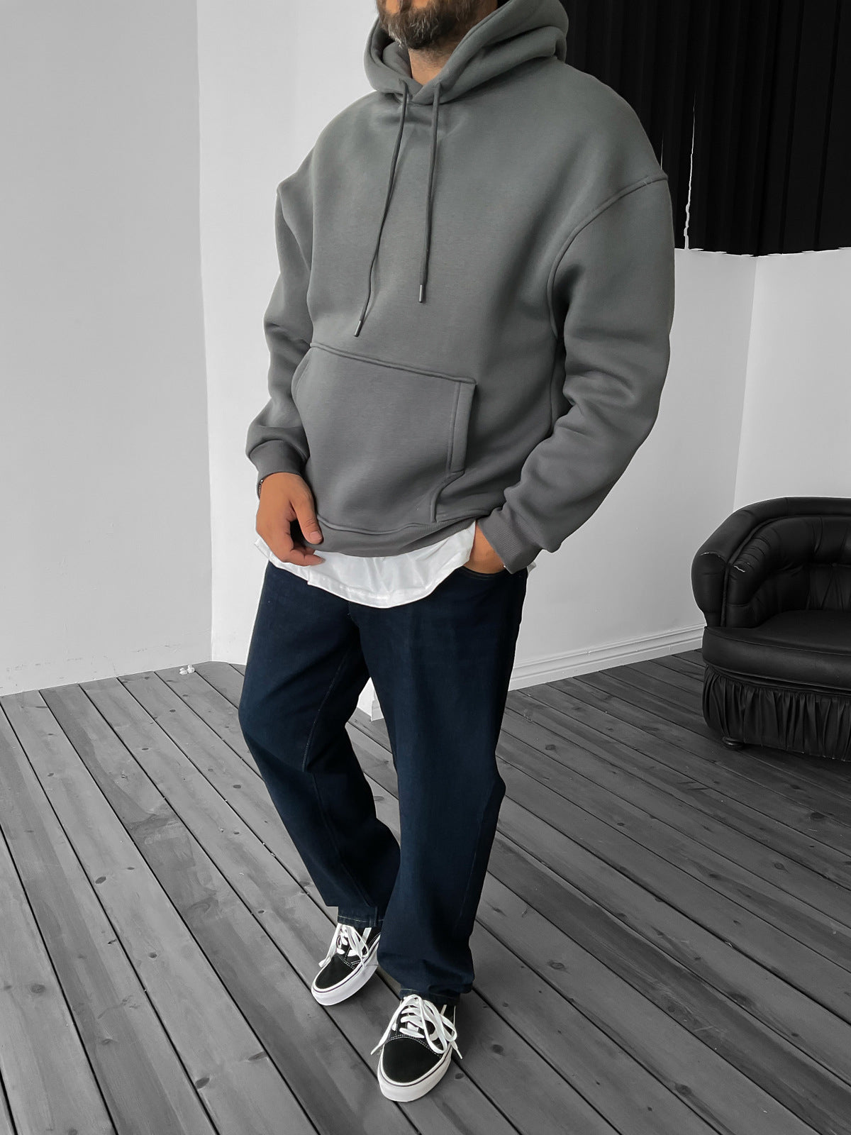 Smoked Basic Oversize Hoodie