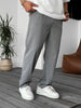 Wide Leg Chino Trousers - Dark Grey