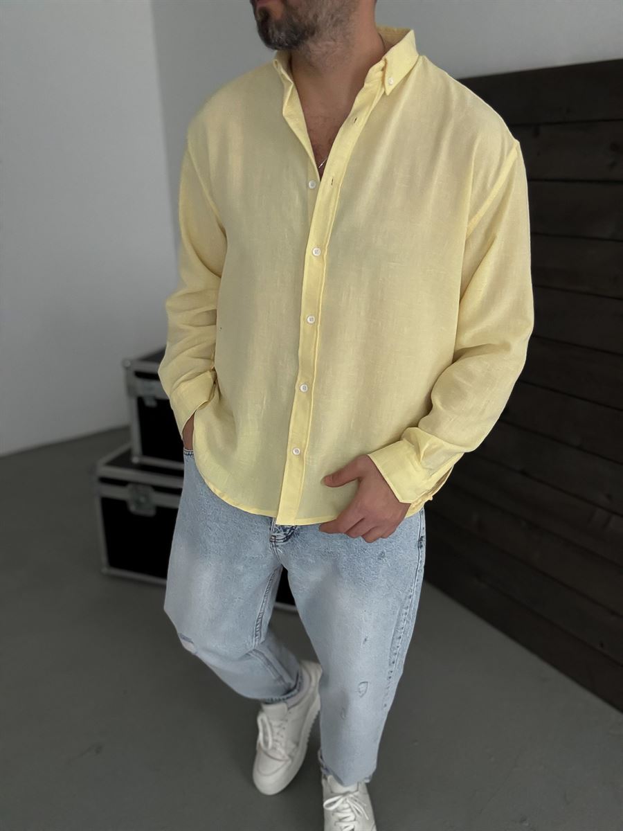 Pure Linen Yellow Shirt