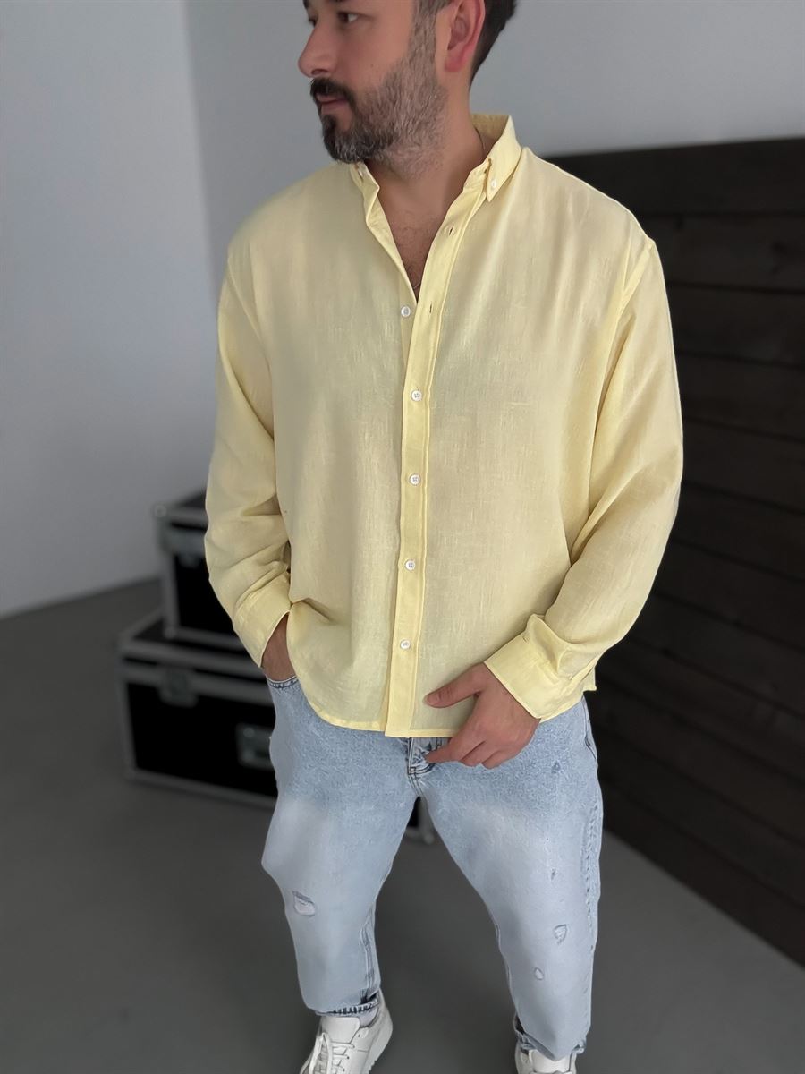 Pure Linen Yellow Shirt