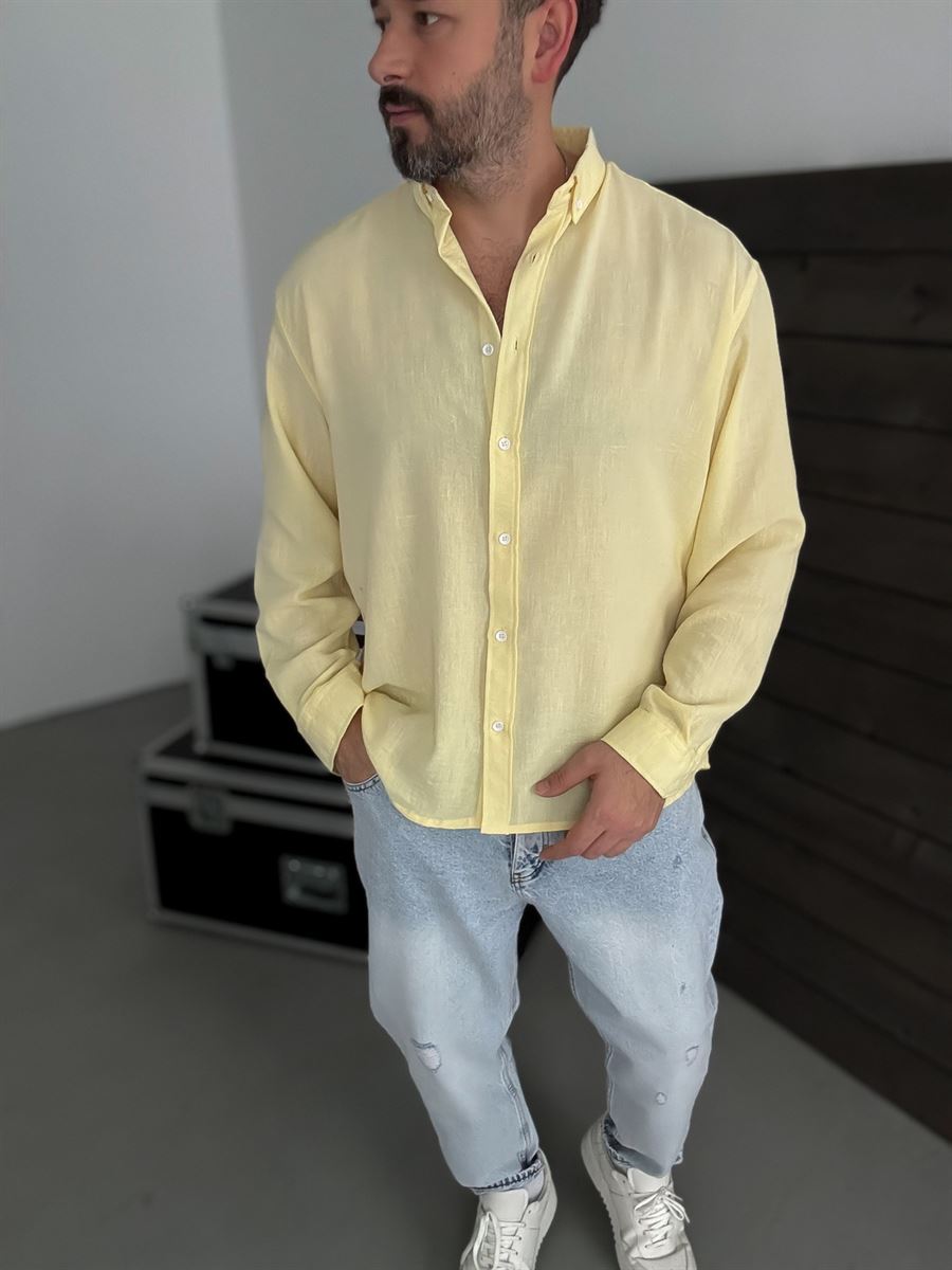 Pure Linen Yellow Shirt