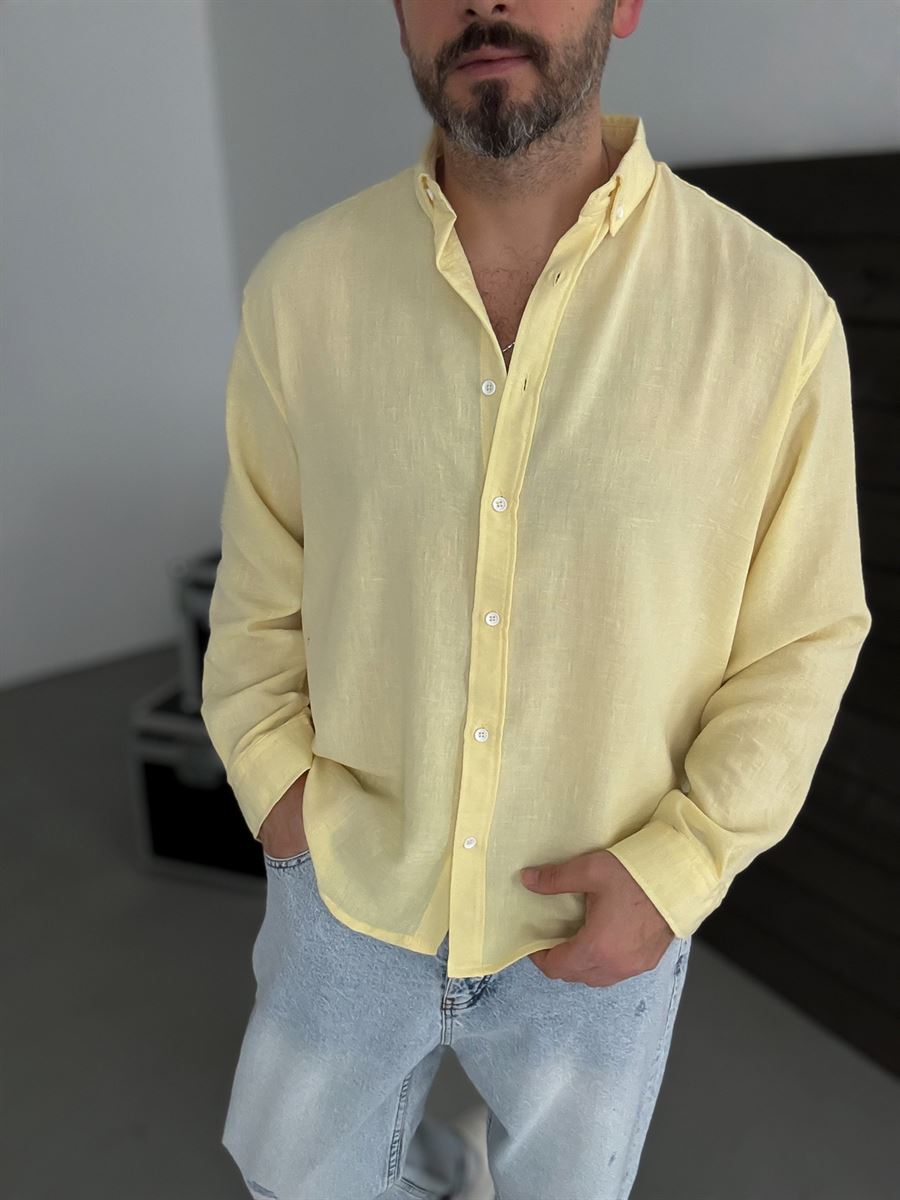 Pure Linen Yellow Shirt