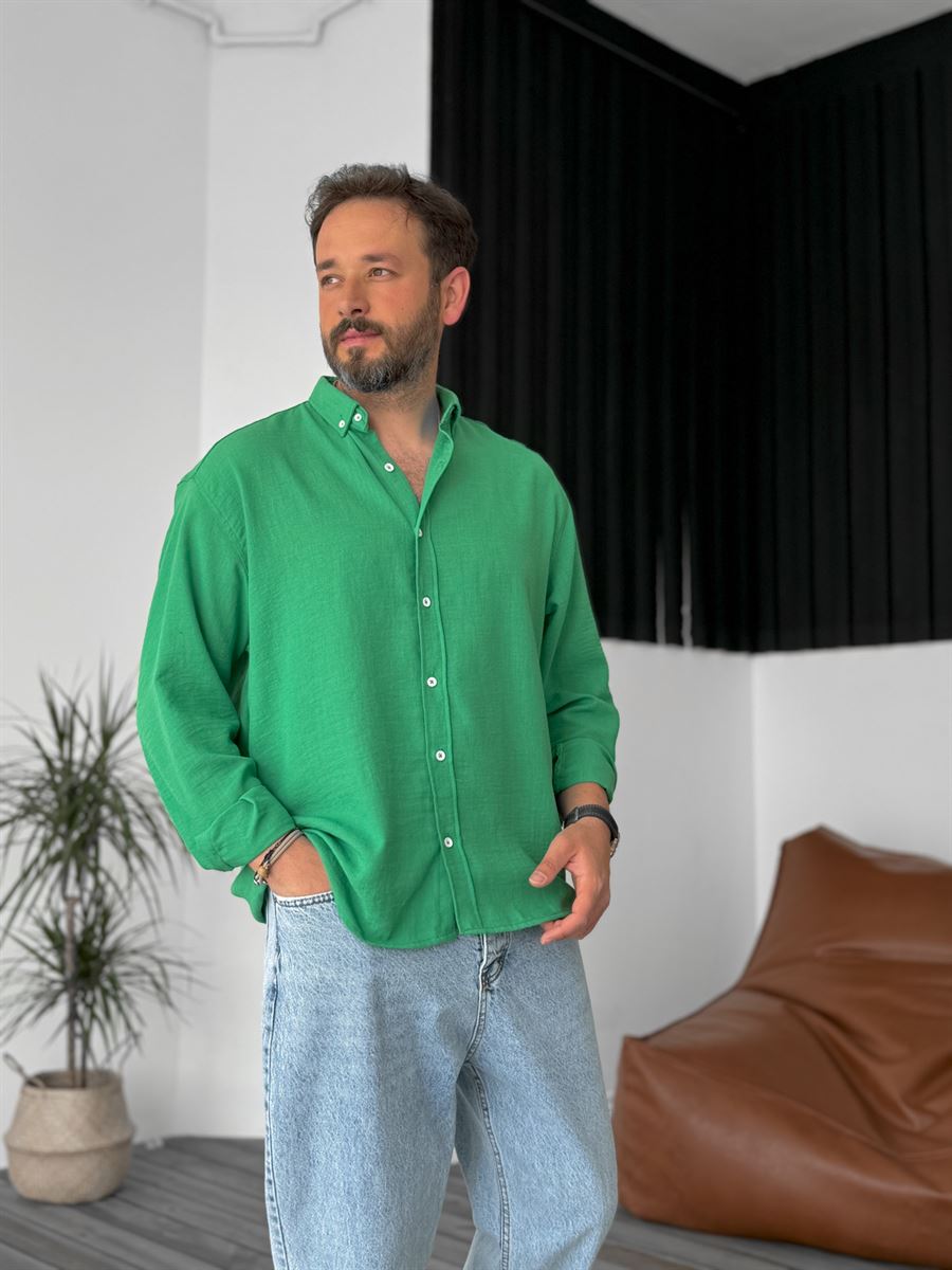 Pure Linen Green Shirt